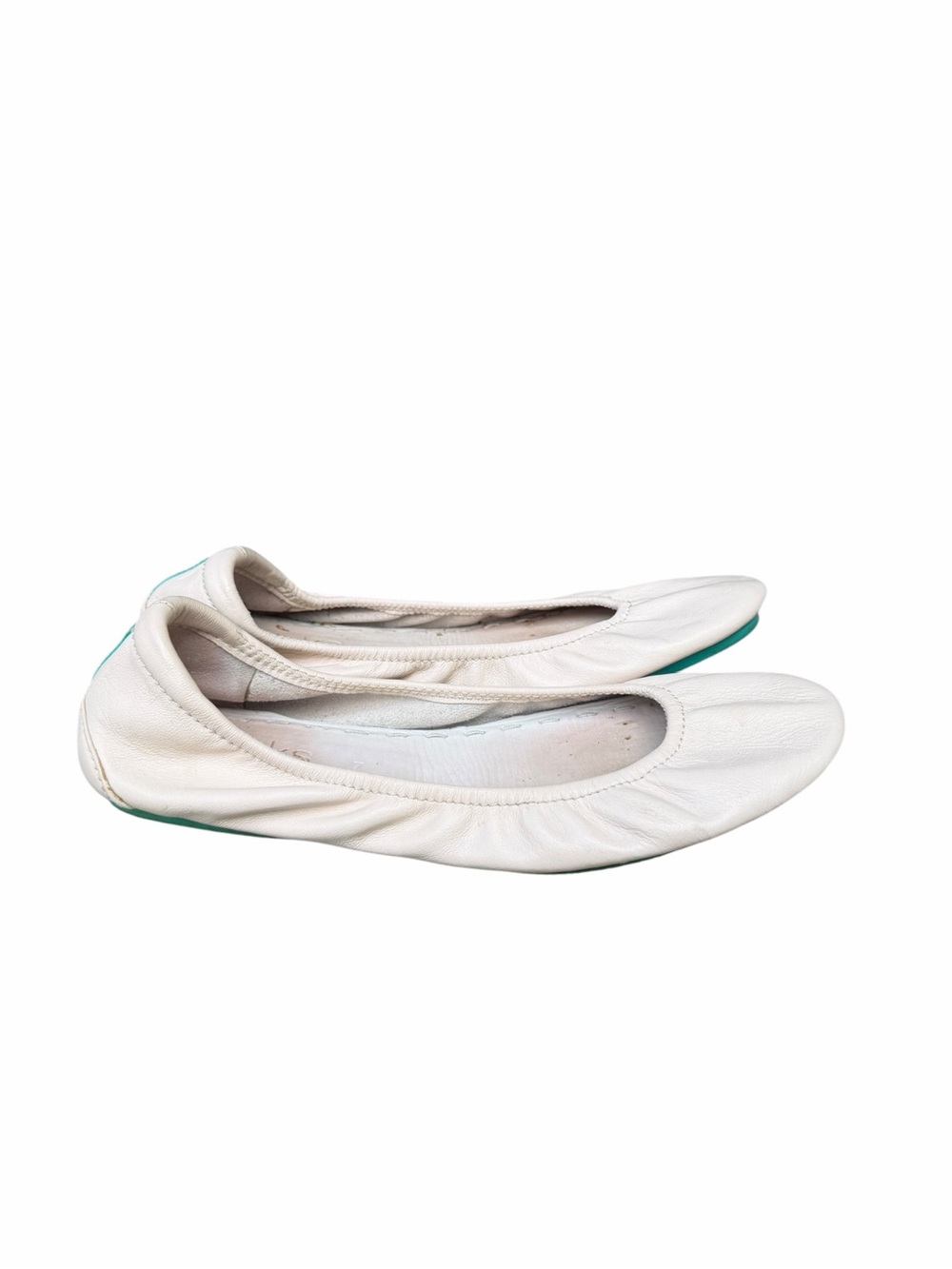 Tieks off White Leather Ballet Flats with Teal bottom size 7 - Picture 2 of 5